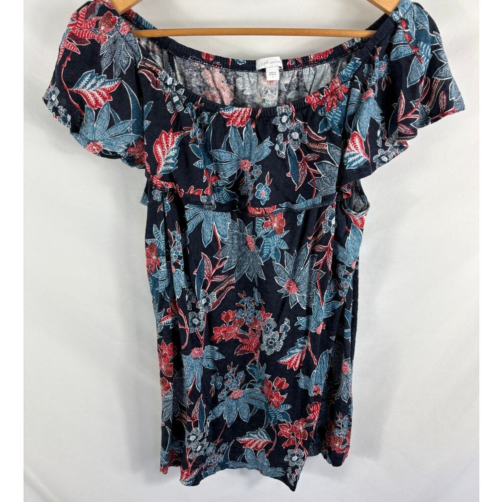 J Jill Love linen floral Off Shoulder Blouse Size Large
